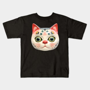 Retro Kitschy Cat Heads Kids T-Shirt